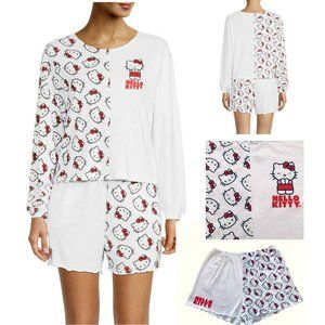 NWT Sanrio Hello Kitty Plus Size Long sleeve and shorts Pajama Set, 1X,2X